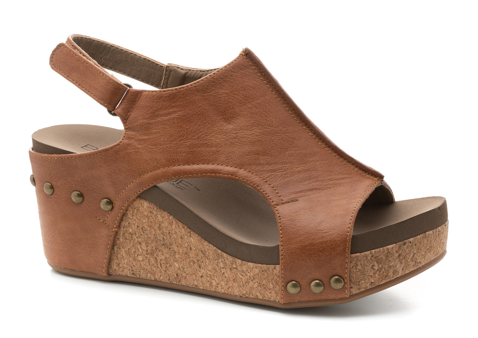 Carley Cognac Smooth Wedge by BOUTIQUE Corkys Footwear