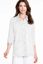 Fringed Button Down Shirt - White