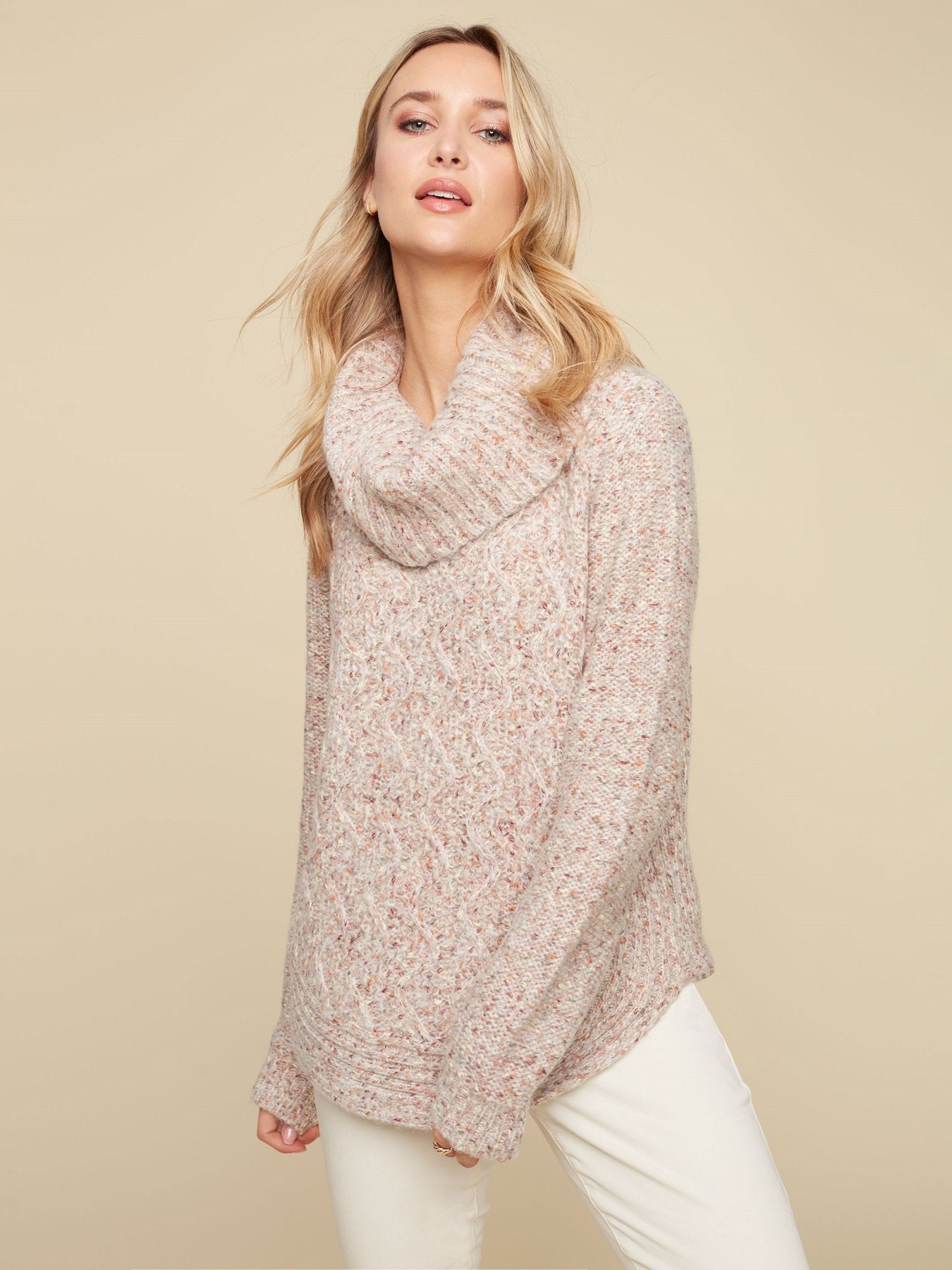 Cable Knit Cowl Neck Sweater