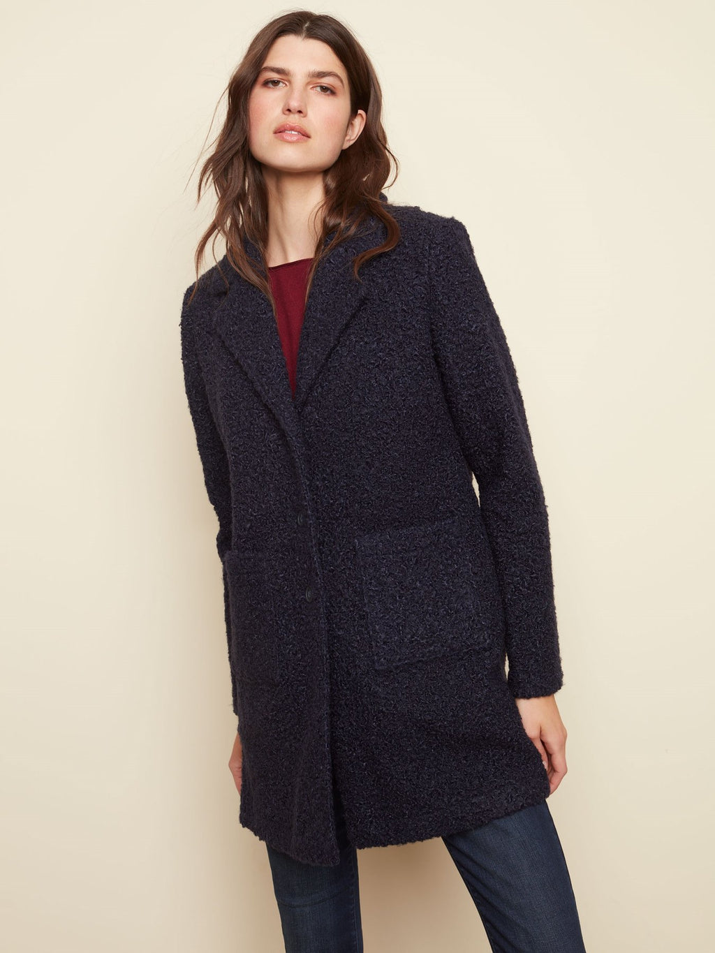 Charlie B Celeste Boucle Jacket - Navy