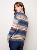 Charlie B V-Neck Striped Knit Sweater