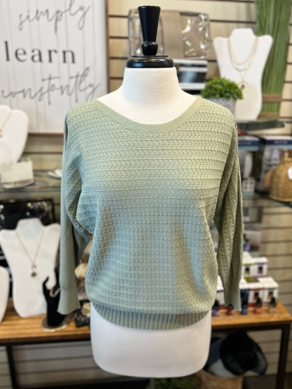 Keren Hart Zig-Zag Light Knit Sweater - Celery