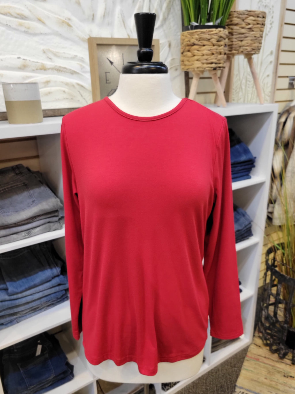 Lulu B Scoop Neck Long Sleeve - Crimson