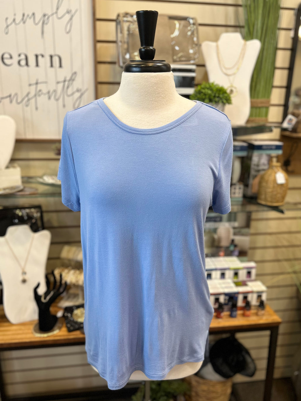 Keren Hart Short Sleeve Knit Tunic - Powder Blue