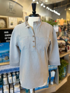 Creation Pinstripe Tunic Top with Wired Collar