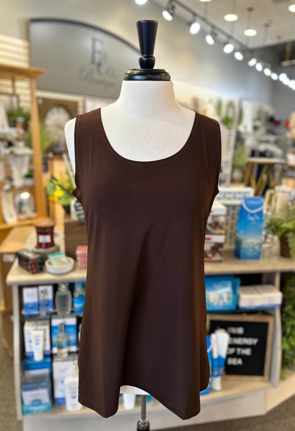 Brown Solid Tank by Creation