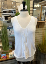 Tribal Fashions Sleeveless Cable Knit Sweater - Eggshell