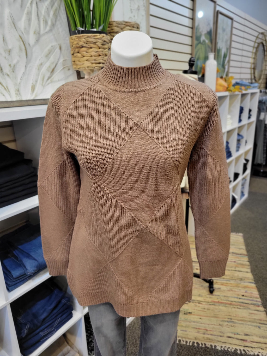 Mock Patterned Knit Sweater by Variations