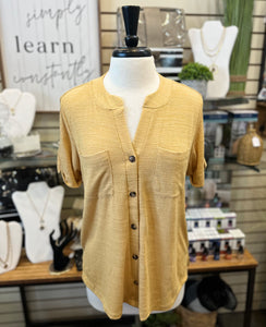 Keren Hart Two Pocket Button Up Tee - Gold
