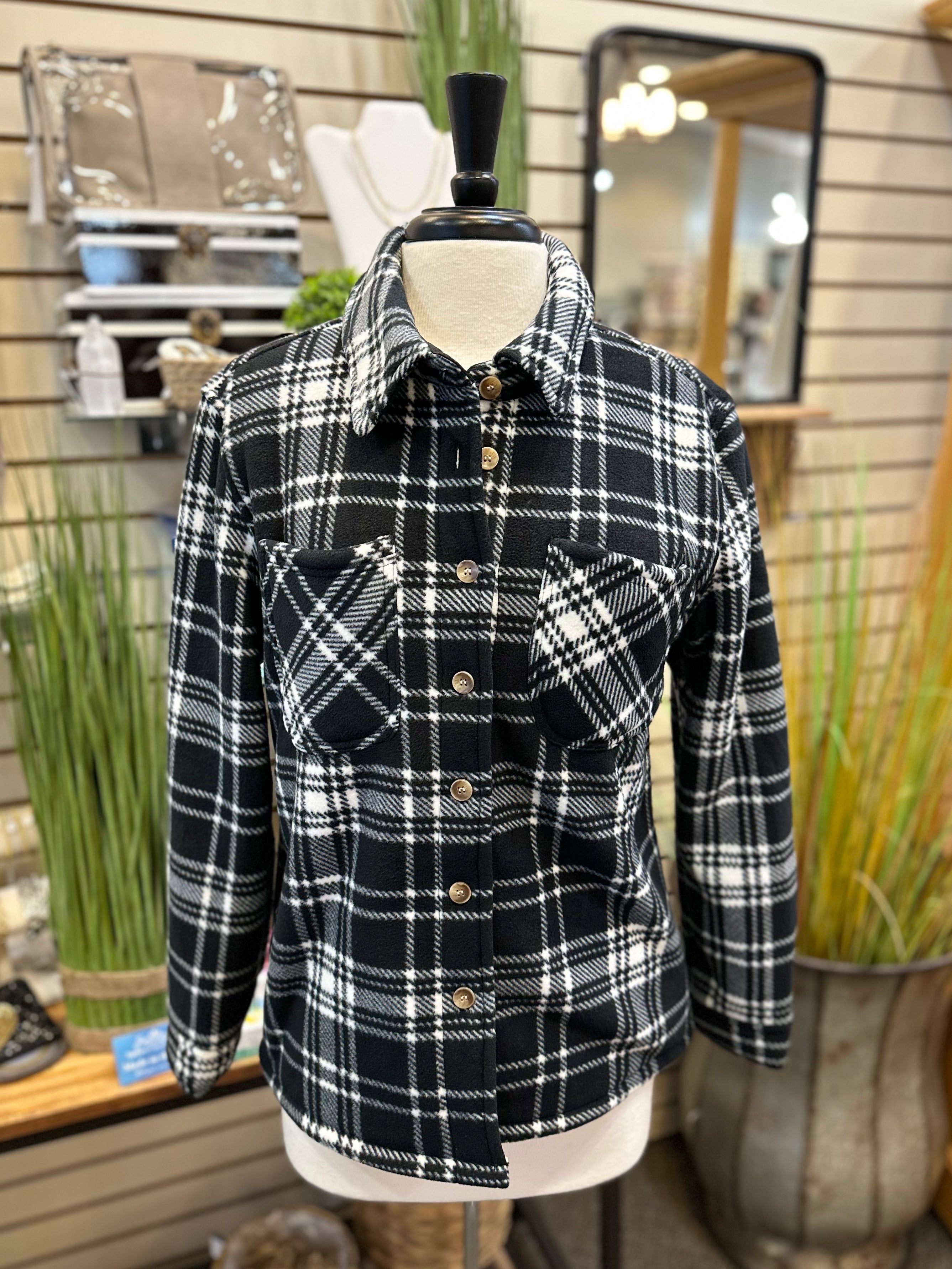 Keren Hart Sherpa Lined Plaid Jacket