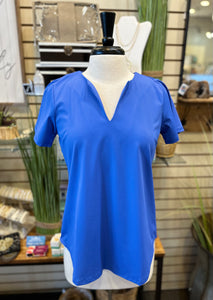 Lulu B UPF 50+ Short Sleeve Keyhole Top - Seaglass Blue