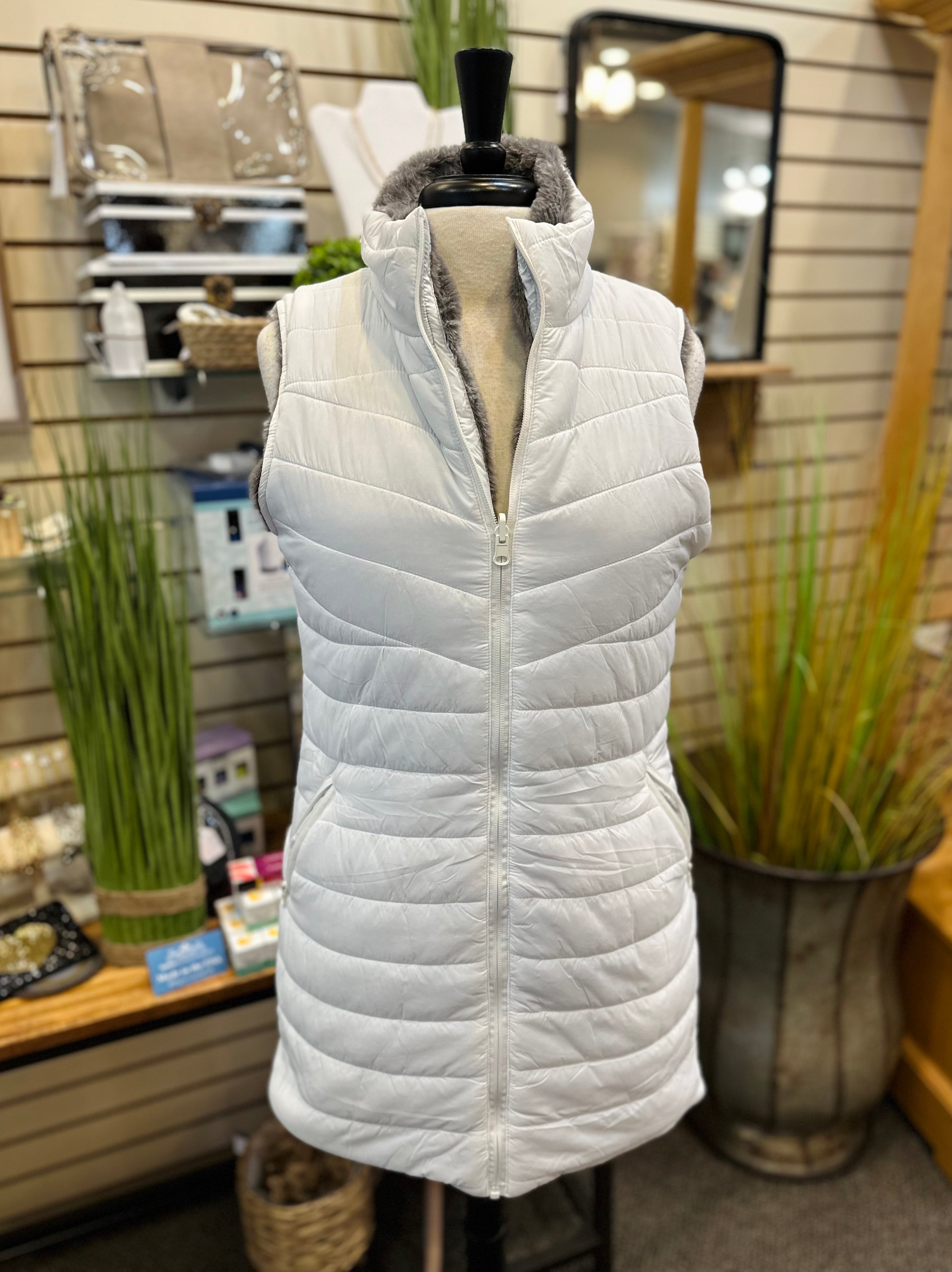 Keren Hart Reversible Maxi Vest - Cream to Faux Fur