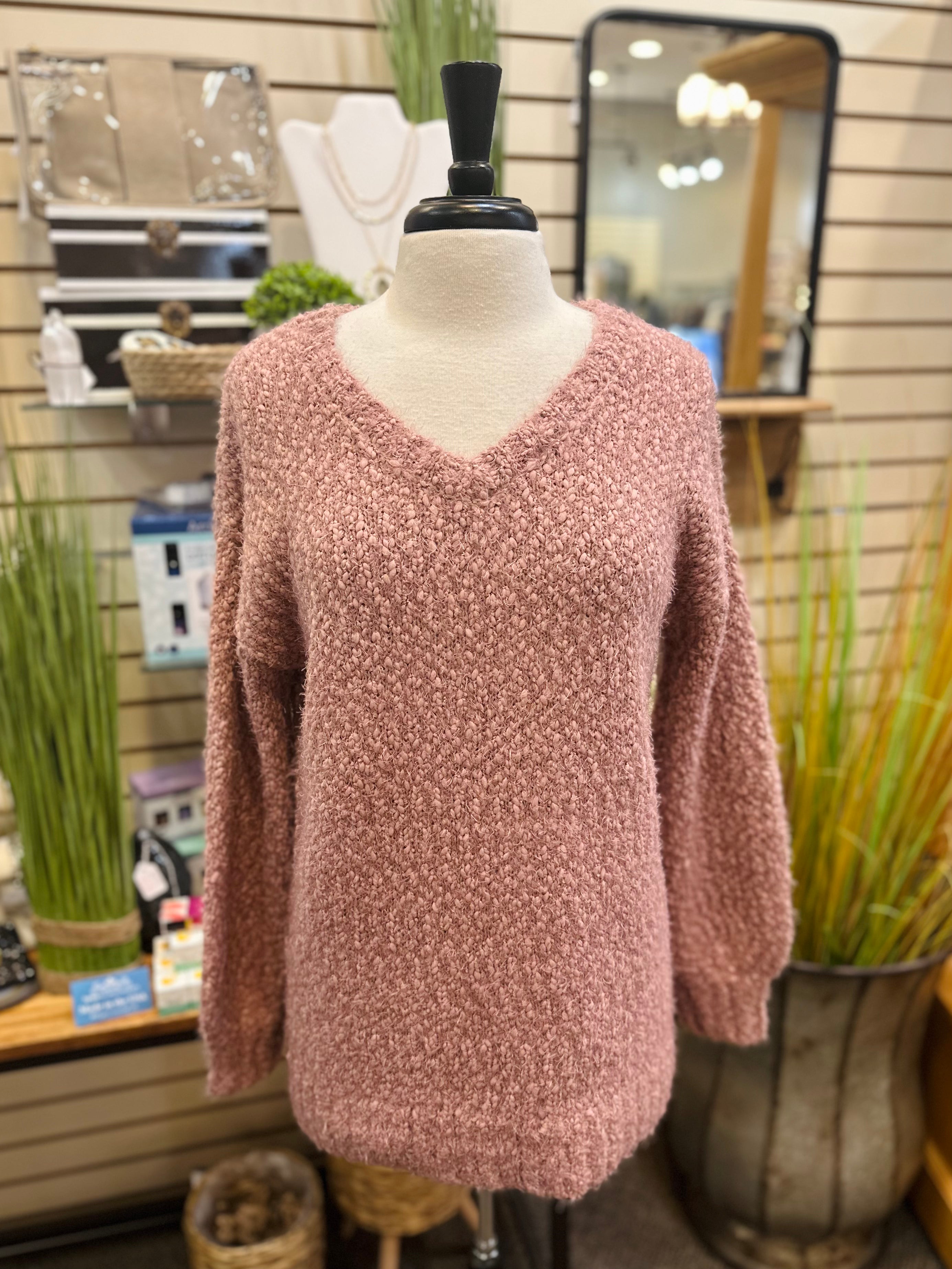 Keren Hart Nubby V-Neck Sweater