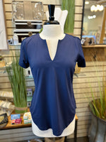 Lulu B UPF 50+ Short Sleeve Keyhole Top - Navy