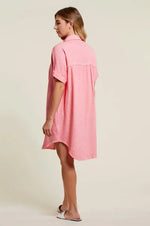 Tribal Fashions Short Sleeve Cotton Gauze Tunic - Pink Punch